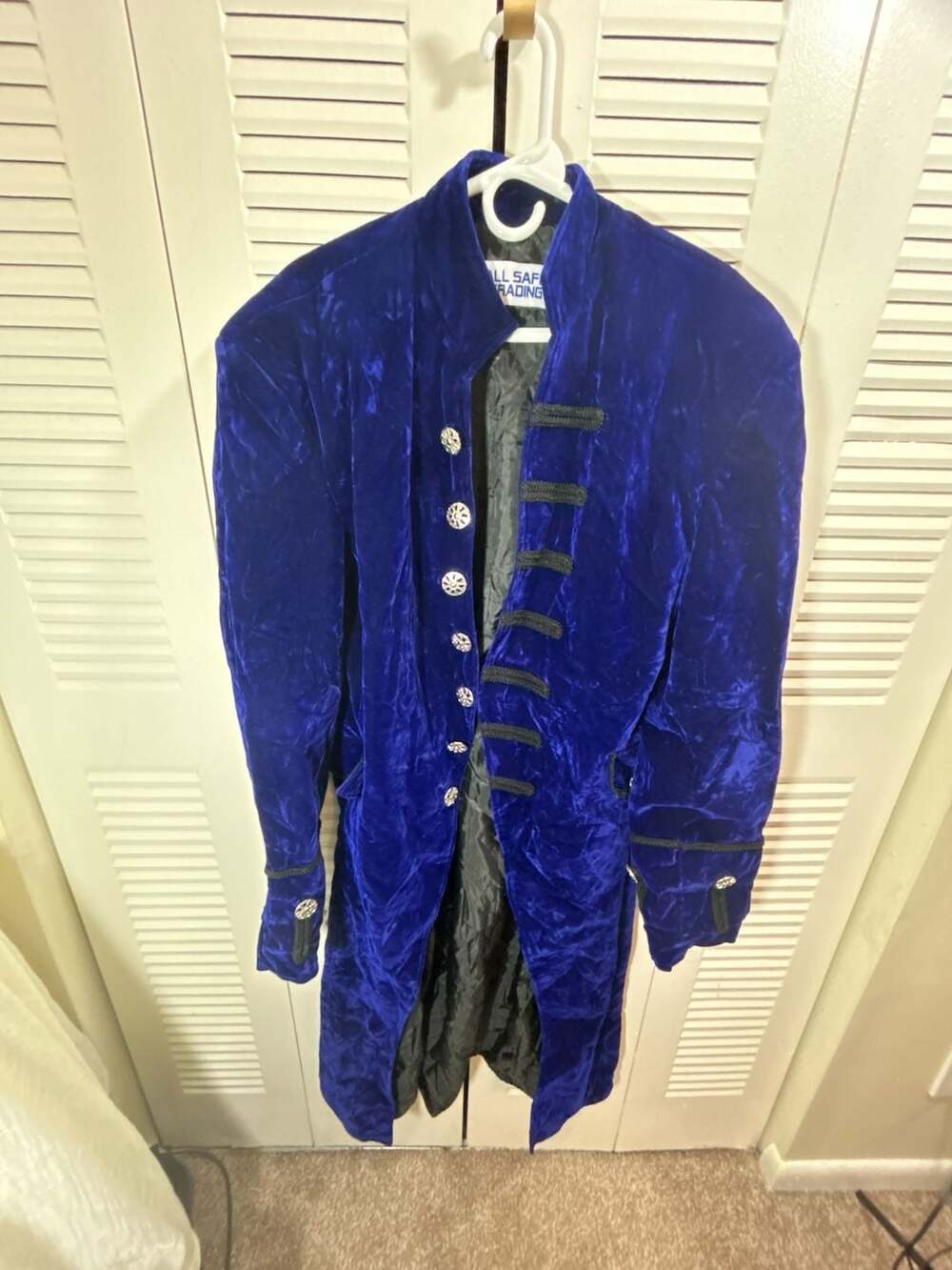 All Safe Trading Velvet Steampunk Gothic Victorian Frock Coat Size XXL Blue